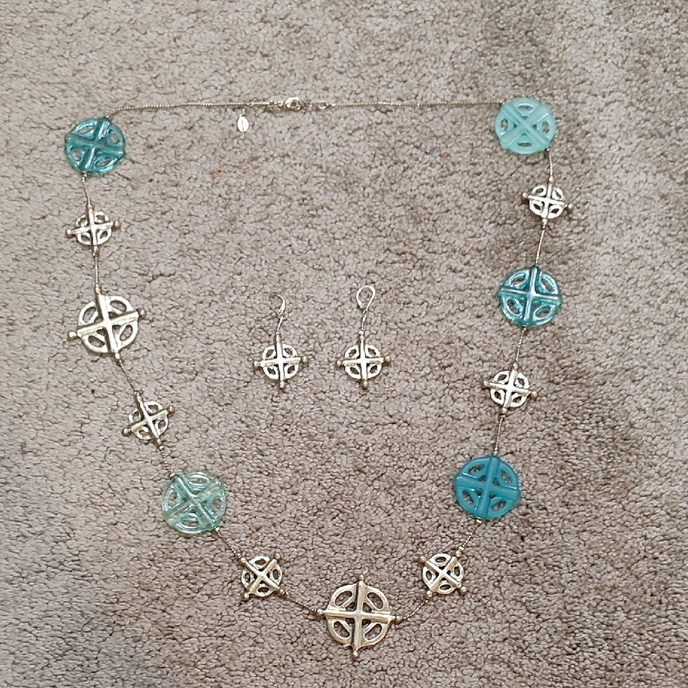 Linea by Louis Dell'Olio Turquoise and Gold Necklace Set